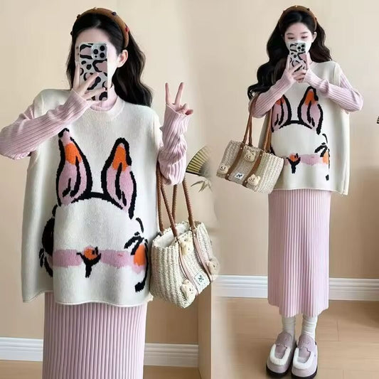 Single-piece Versatile 2025 Spring New Round Neck Loose Korean Style Fashion Cute Sweet Loose Knitted Sweater Vest